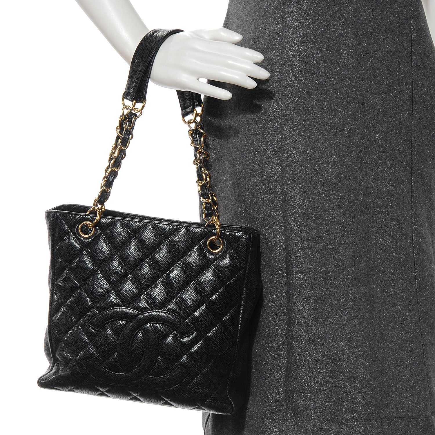 Chanel Caviar Petit Shopping Tote PST Black 2 of 9