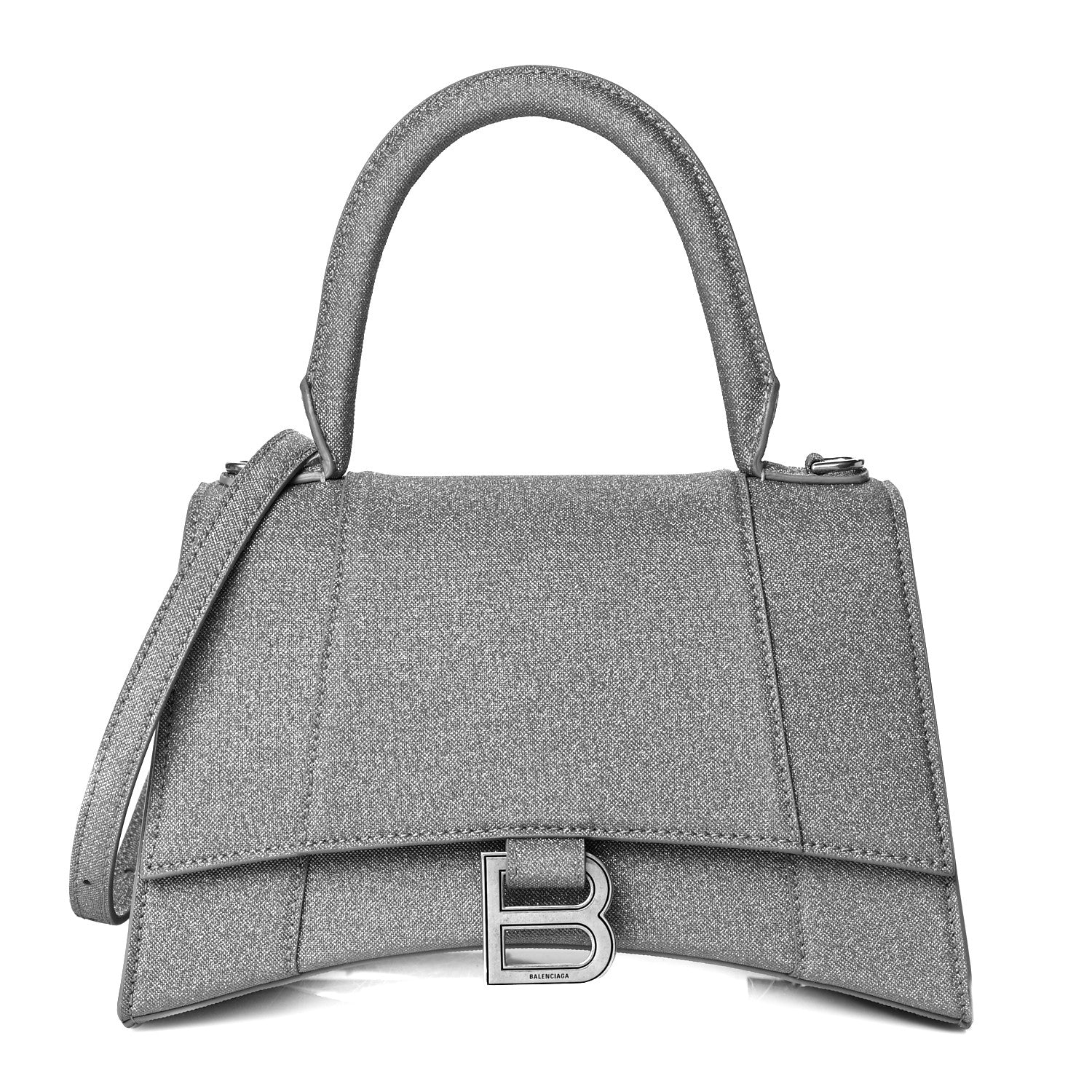 Balenciaga Glitter Fabric Small Hourglass Top Handle Bag Grey 1 of 9