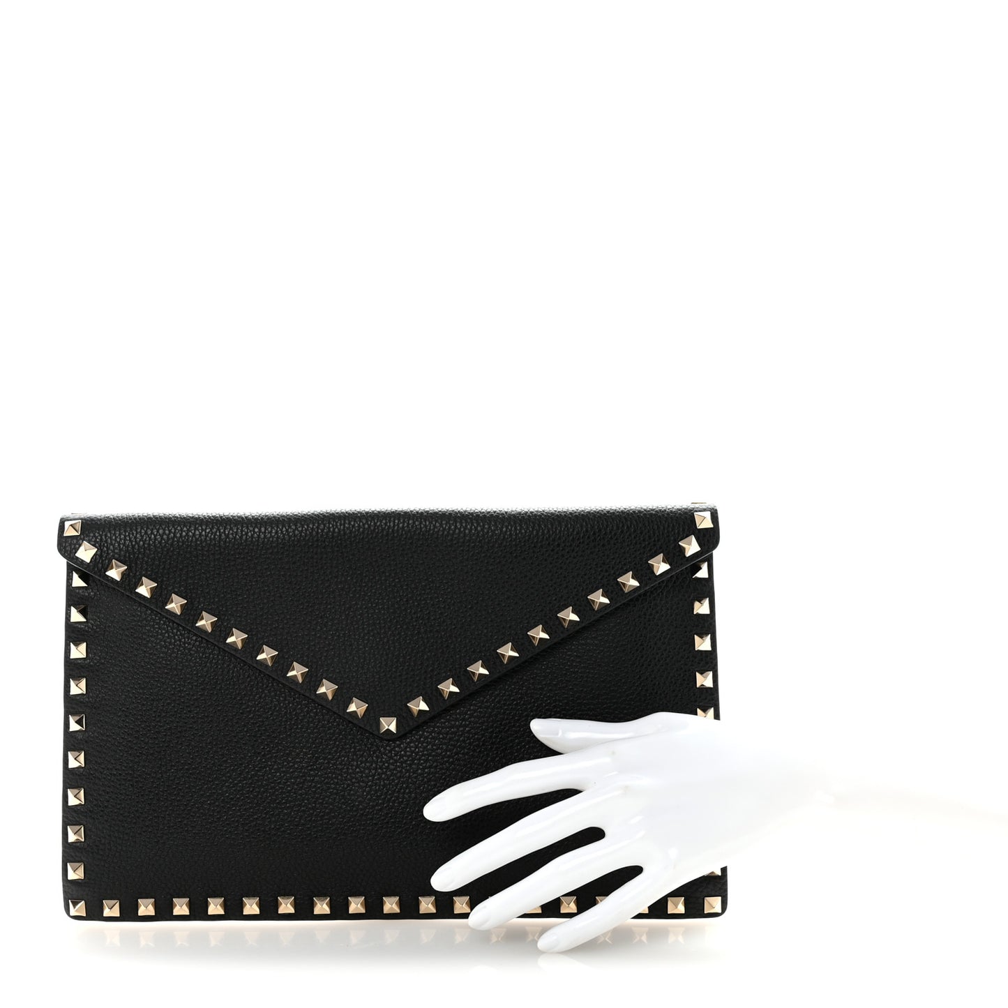 Vitello Large Rockstud Envelope Clutch Black