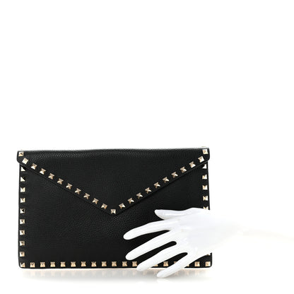 Valentino Garavani Vitello Large Rockstud Envelope Clutch Black 2 of 7
