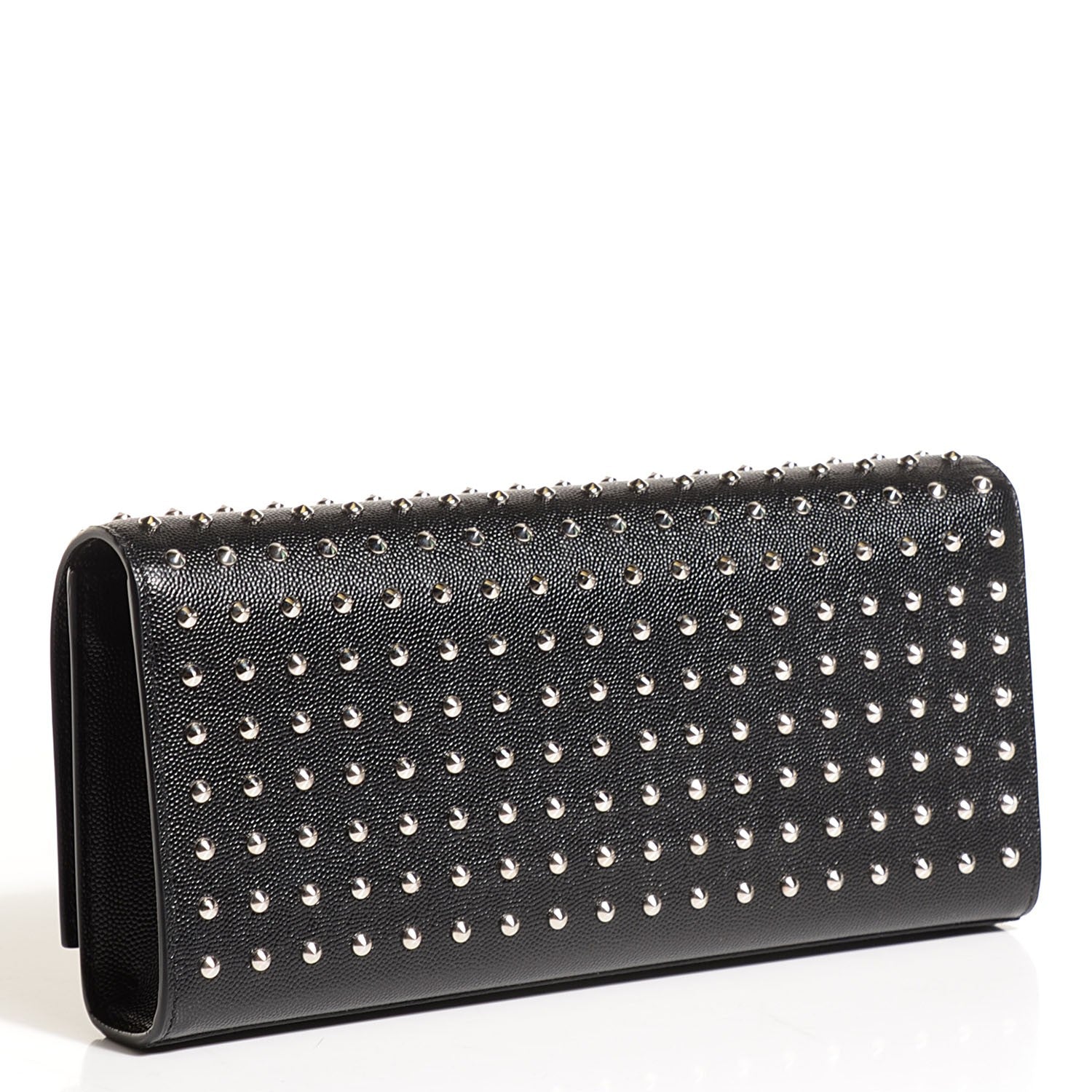 Saint Laurent Grain De Poudre Classic Monogram Studded Clutch Black 2 of 8