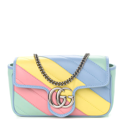 Gucci Calfskin Matelasse Diagonal Super Mini GG Marmont Shoulder Bag Multicolor Pastel 1 of 11