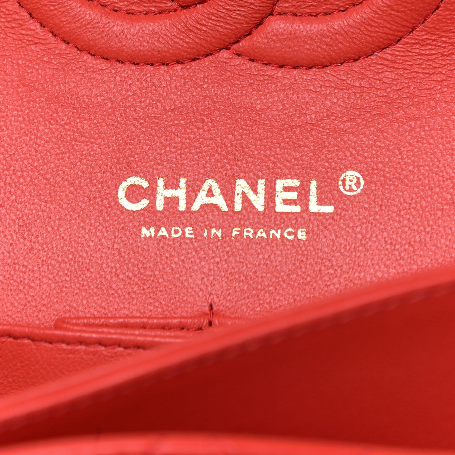 Lambskin Quilted Medium Double Flap Red