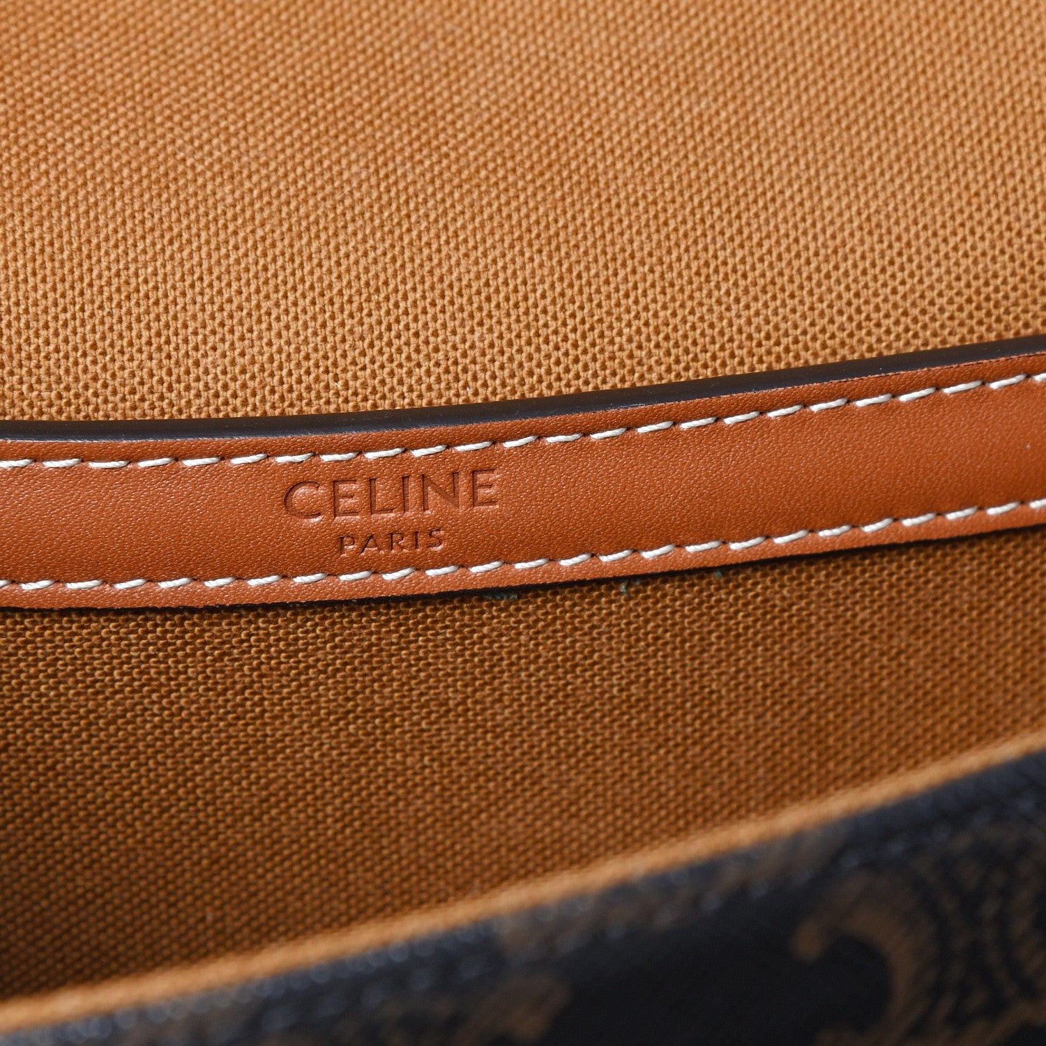 Celine Triomphe Canvas Medium Folco Bag Tan 5 of 10