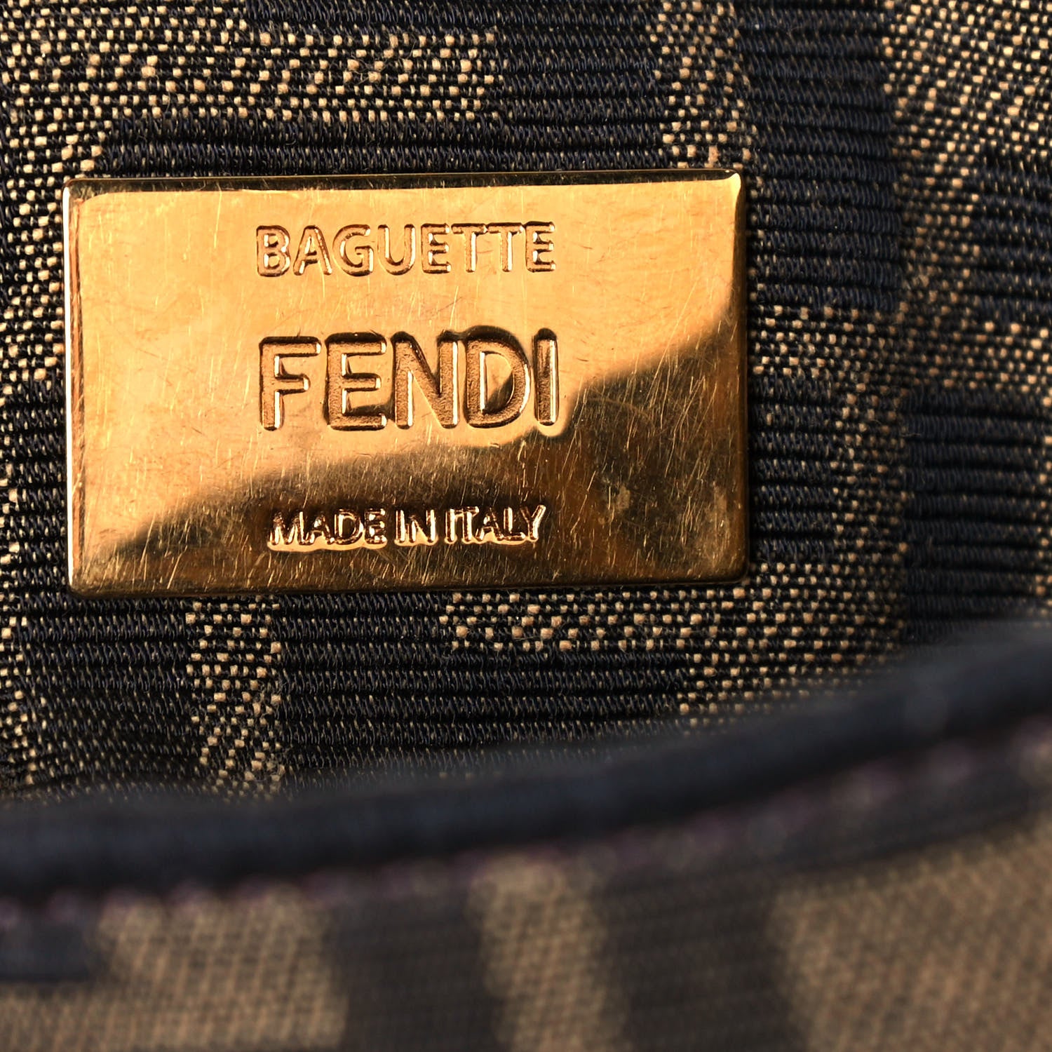 Fendi Fabric Jacquard FF 1974 Medium Baguette Tobacco Moro Black 6 of 17