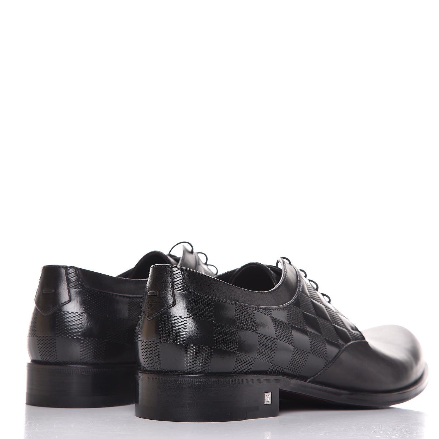 Louis Vuitton Mens Calfskin Damier Lace Up Shoes 6 1/2 Black 4 of 10