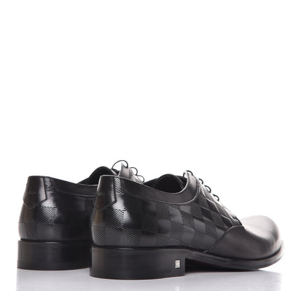 Louis Vuitton Mens Calfskin Damier Lace Up Shoes 6 1/2 Black 4 of 10