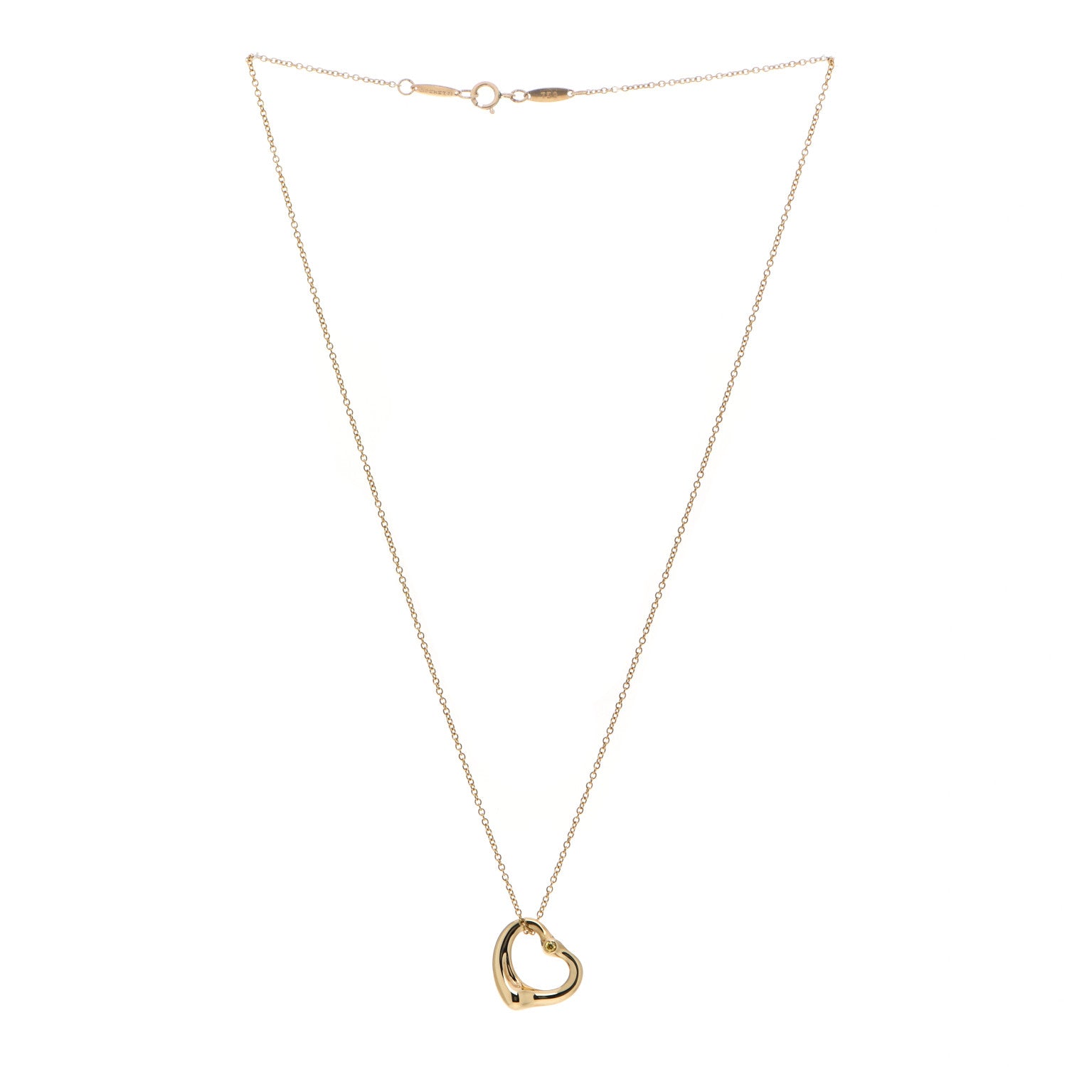 Tiffany 18K Yellow Gold Yellow Diamond 14mm Elsa Peretti Open Heart Pendant Necklace 3 of 8