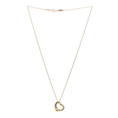 Tiffany 18K Yellow Gold Yellow Diamond 14mm Elsa Peretti Open Heart Pendant Necklace 3 of 8