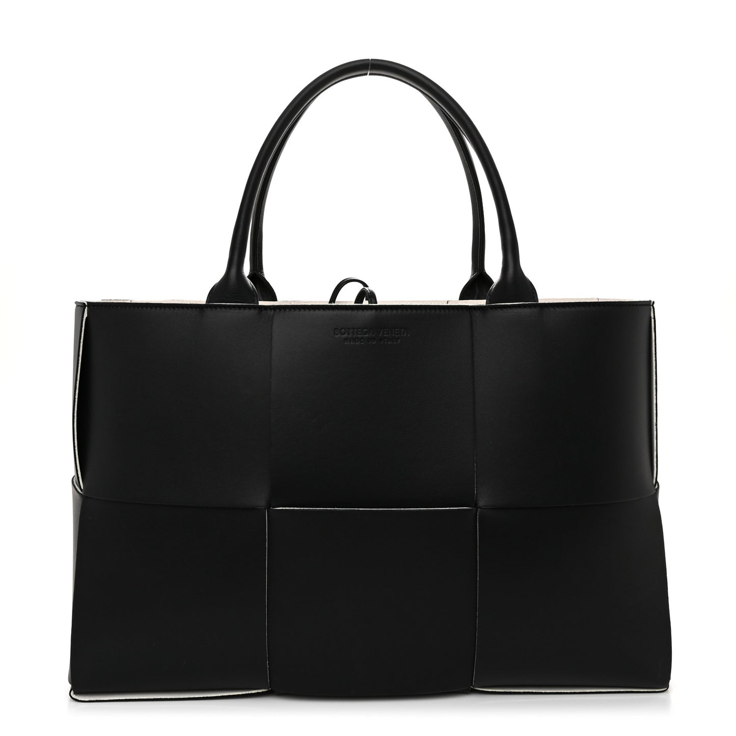 Nappa Maxi Intrecciato Arco Tote Black White