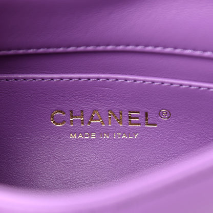 Chanel Lambskin Enamel Quilted Mini Pending CC Square Flap Purple 6 of 11