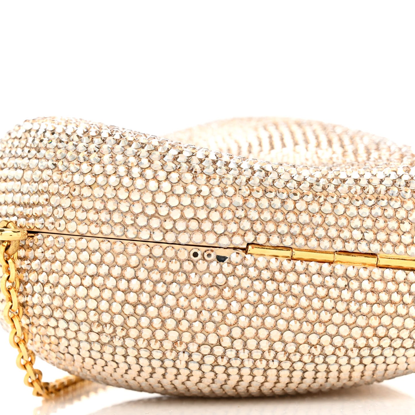 Crystal Heart Minaudiere Clutch Gold