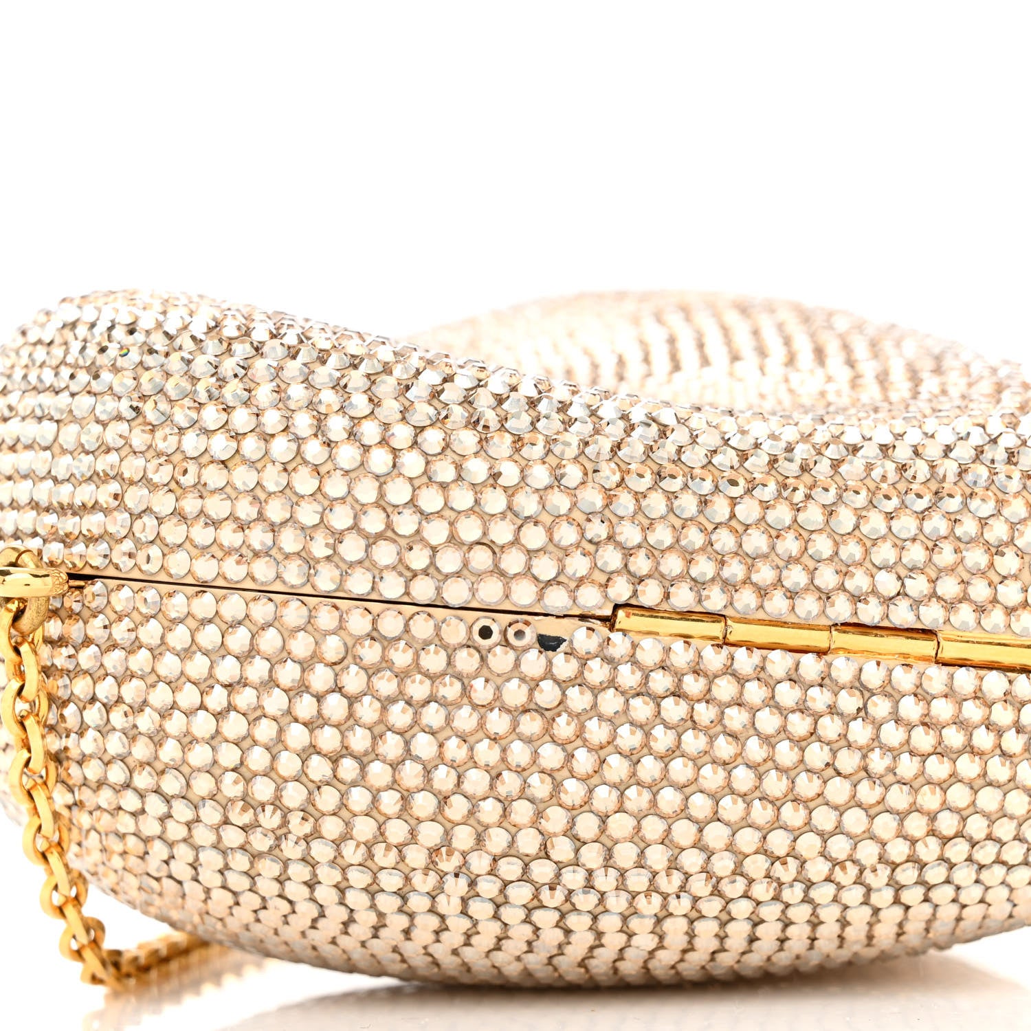 Judith Leiber Crystal Heart Minaudiere Clutch Gold 8 of 14
