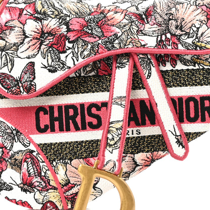 Christian Dior Canvas Embroidered Butterfly Print Saddle Bag Pink Multicolor 8 of 10
