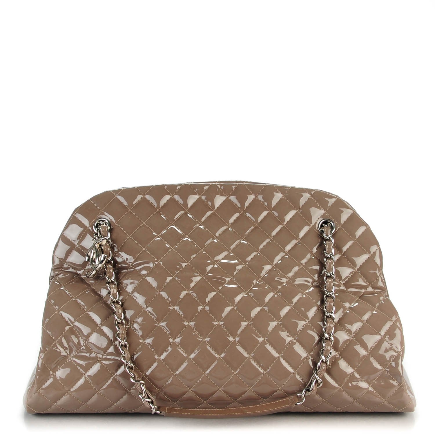 Chanel Patent Quilted Large Just Mademoiselle Bowling Bag Grey 1 of 10