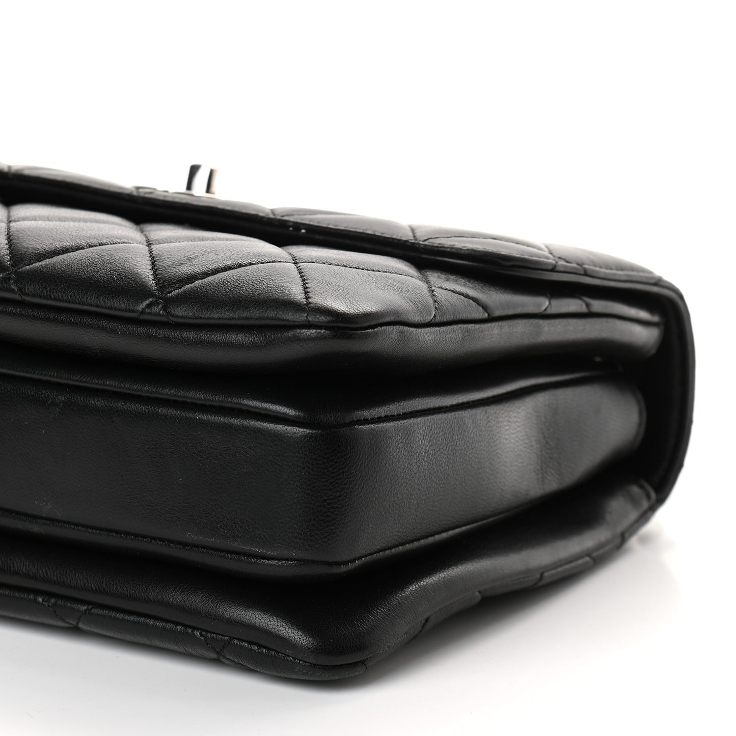 Lambskin Quilted Small Trendy CC Dual Handle Flap Bag Black