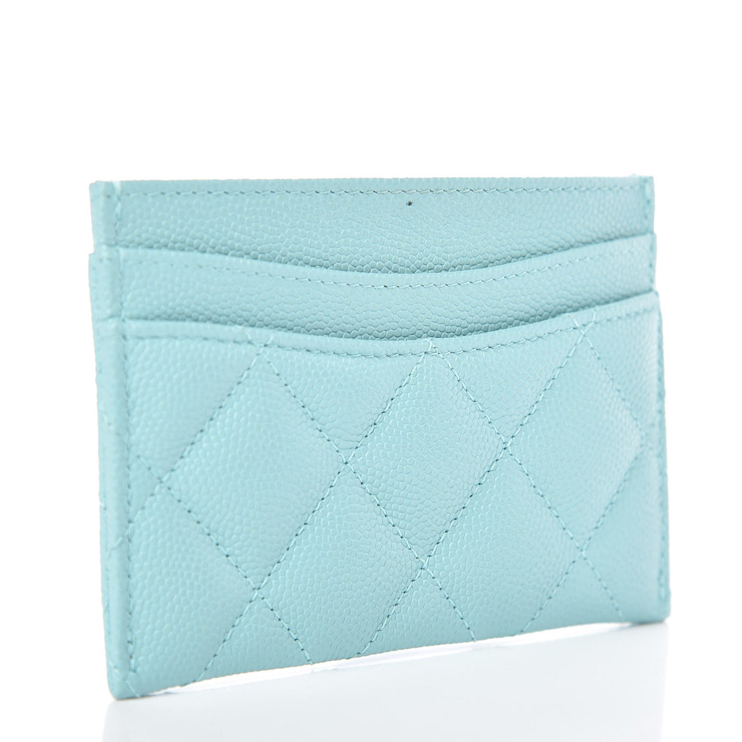 Caviar Quilted Card Holder Light Blue