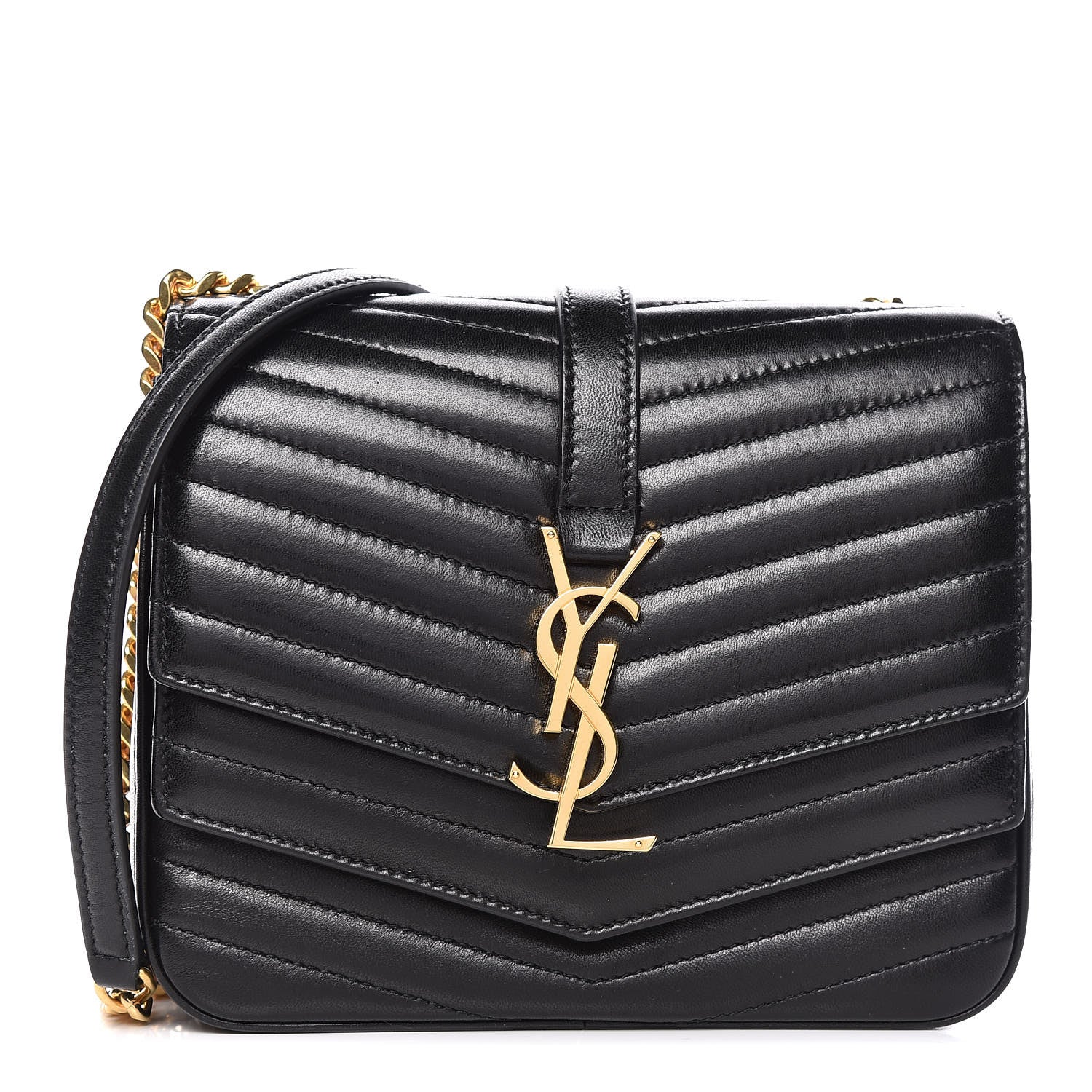 Saint Laurent Lambskin Matelasse Chevron Monogram Small Sulpice Bag Black 1 of 10