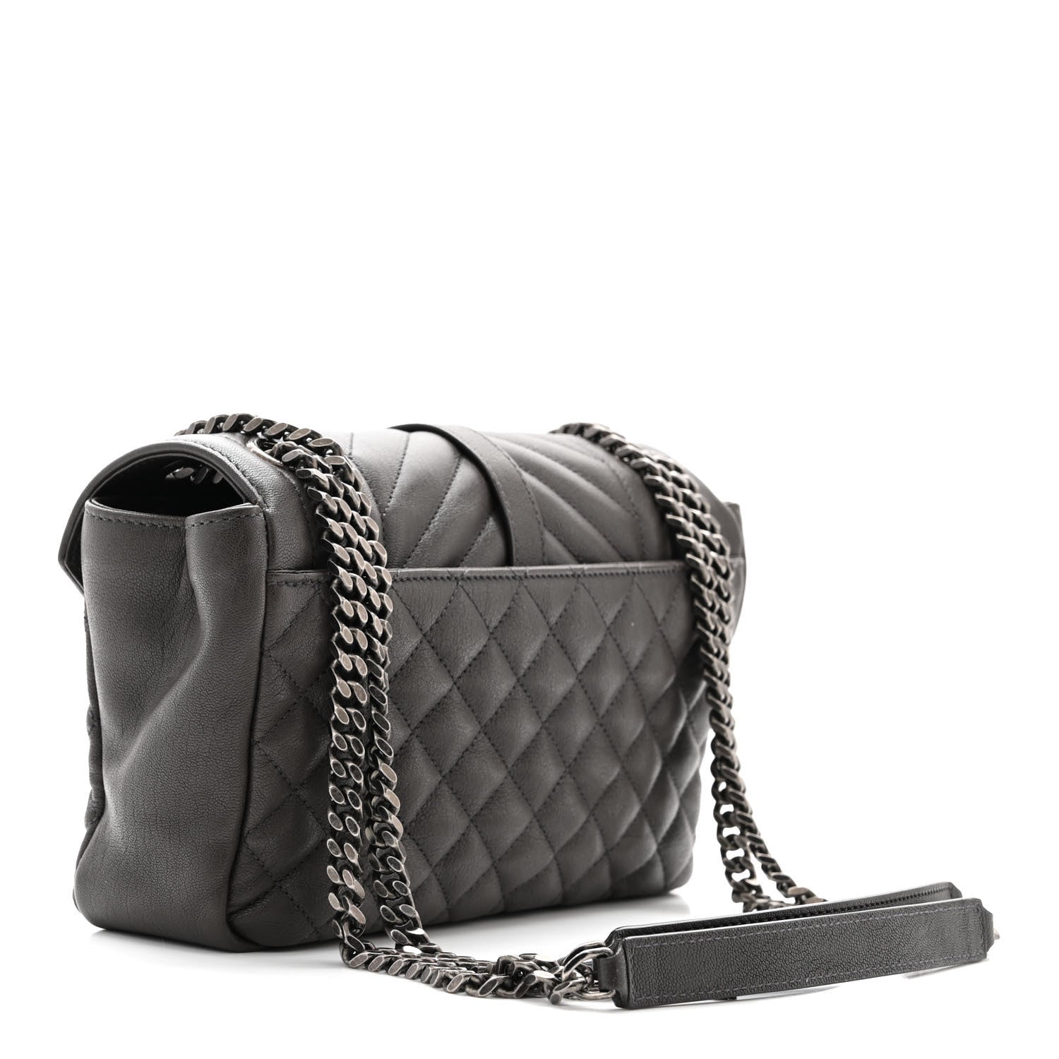 Saint Laurent Sheepskin Tri-Quilt Monogram Medium College Bag Coal 3 of 11