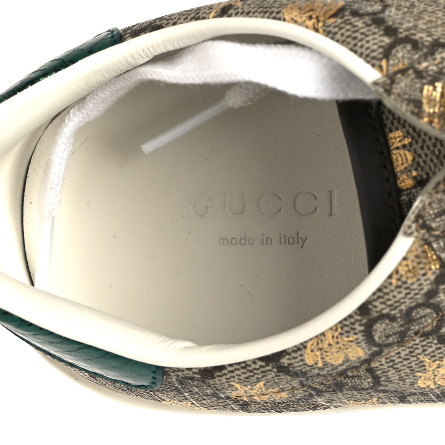 Gucci GG Supreme Monogram Bees Ayers Web Womens Ace Sneakers 37 Beige Oro Green Red 7 of 12