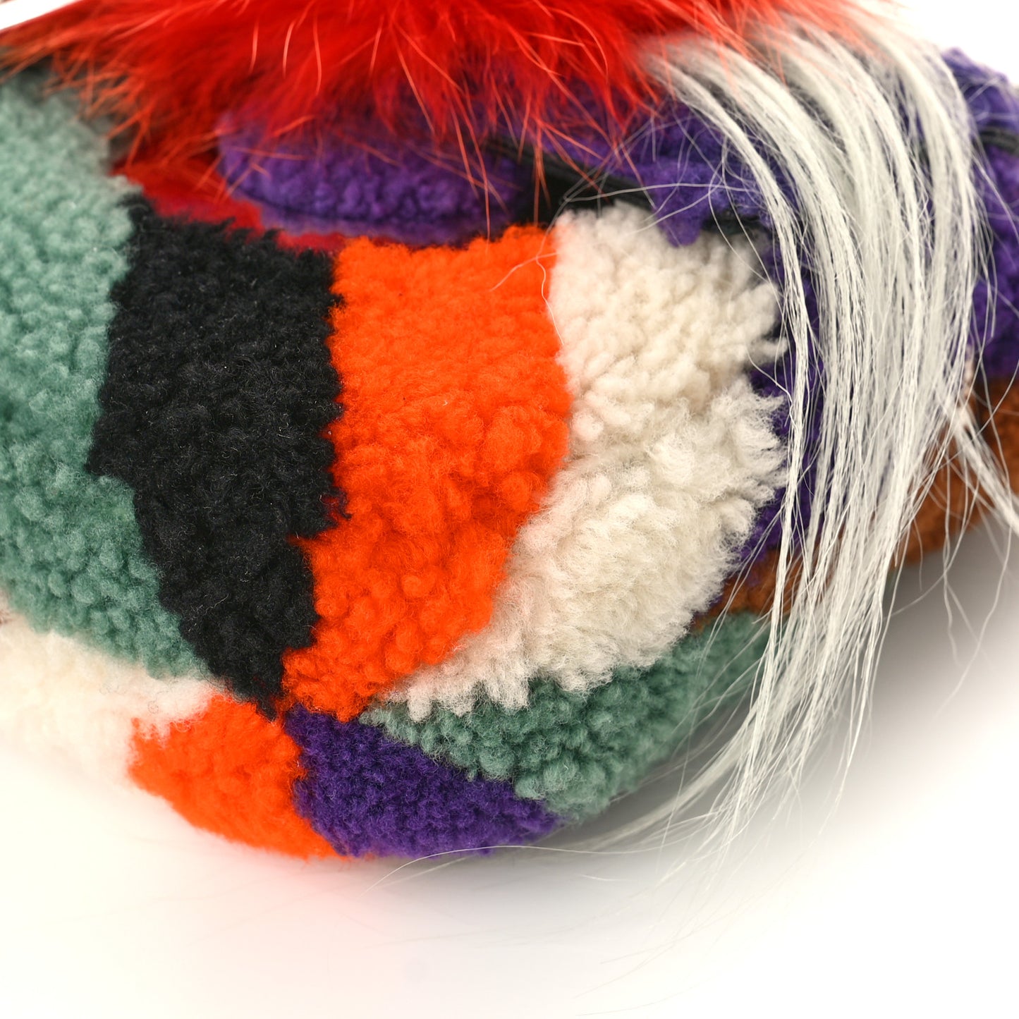 Shearling Calfskin Goat Fox Fur Bugs Baguette Orange Multicolor