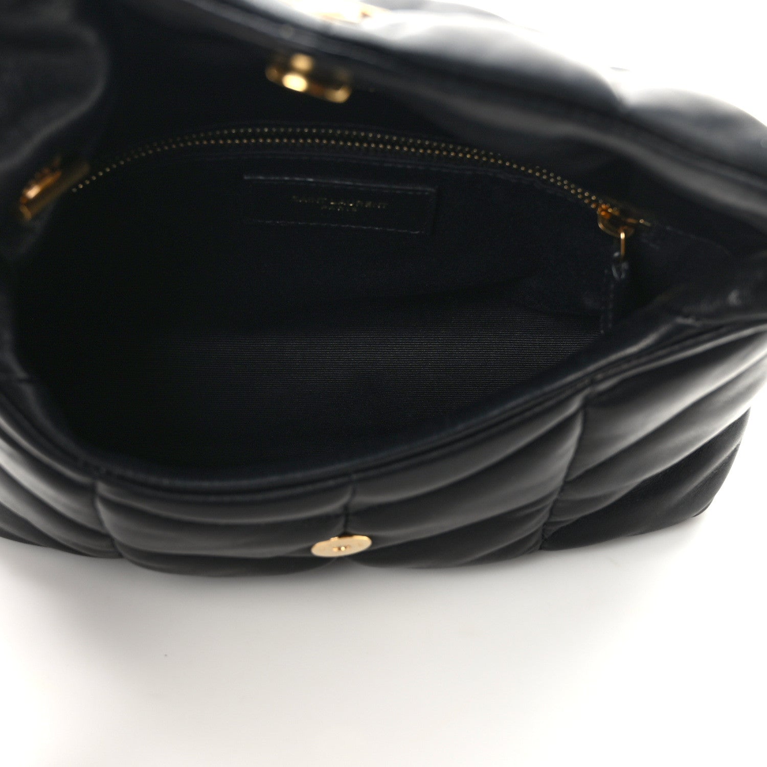 Saint Laurent Lambskin Quilted Toy Loulou Puffer Monogram Chain Satchel Black 5 of 12