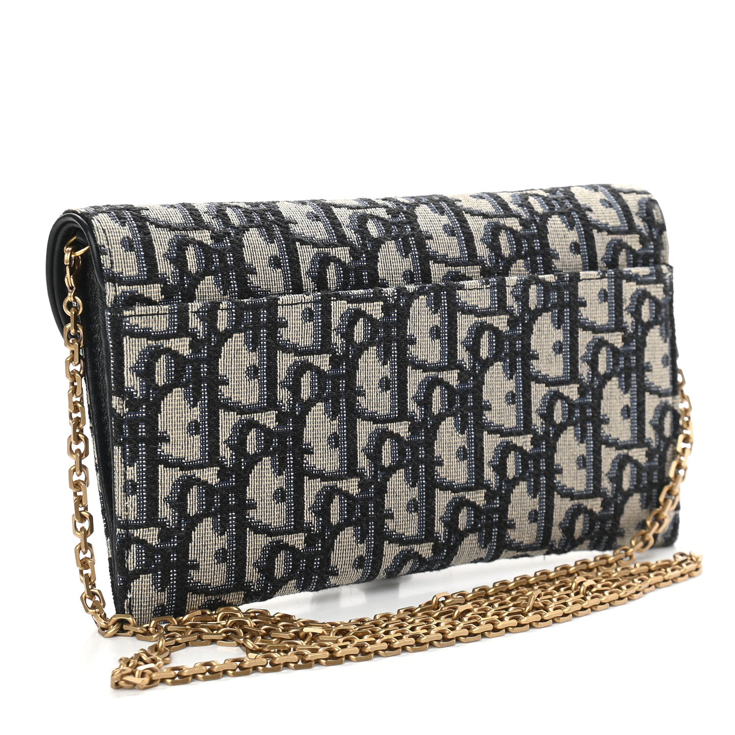 Oblique Saddle Chain Long Wallet Blue