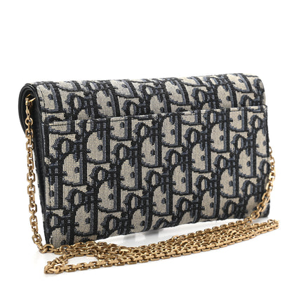 Christian Dior Oblique Saddle Chain Long Wallet Blue 4 of 10