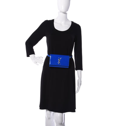 Saint Laurent Patent Grain De Poudre Monogram Kate Belt Bag Royal Blue 2 of 8