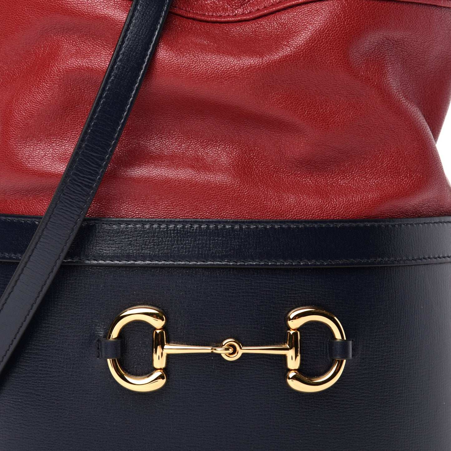 Azalea Sakai Be Green Calfskin Horsebit 1955 Drawstring Bucket Bag Blue New Cherry Red