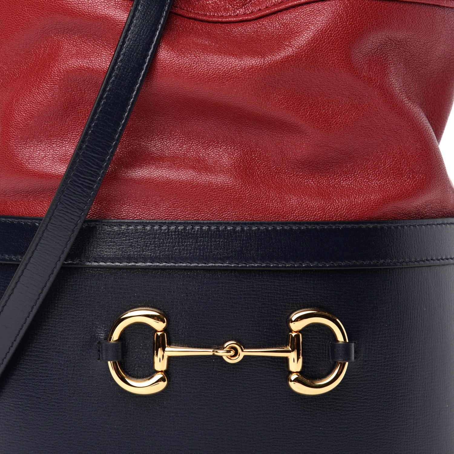 Gucci Azalea Sakai Be Green Calfskin Horsebit 1955 Drawstring Bucket Bag Blue New Cherry Red 10 of 10