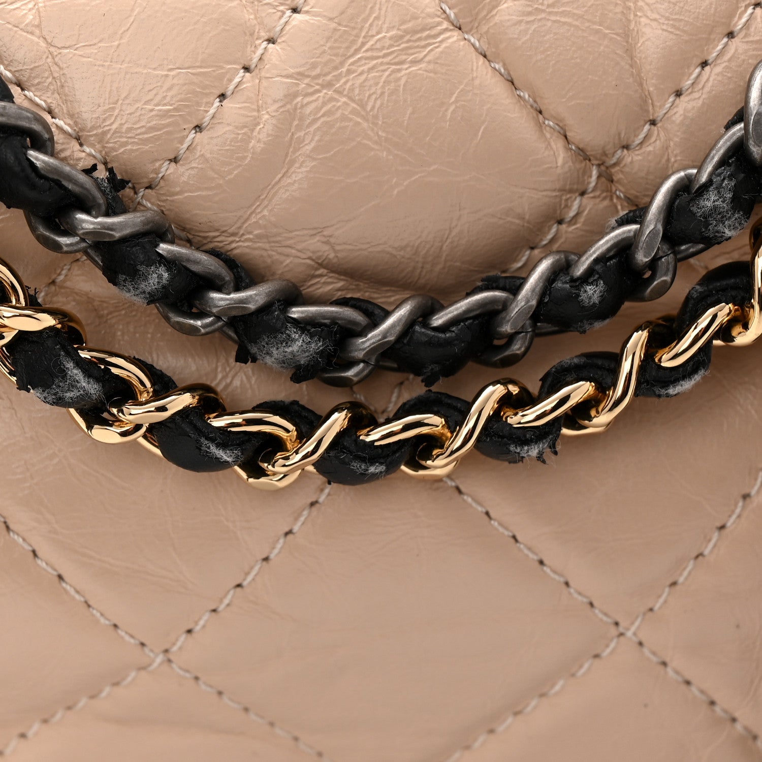 Chanel Aged Calfskin Quilted Small Gabrielle Hobo Beige Black 11 of 12