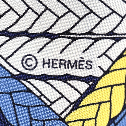 Hermes Silk Tresses H Twilly Bleu Lavande Marin Jaune 3 of 4