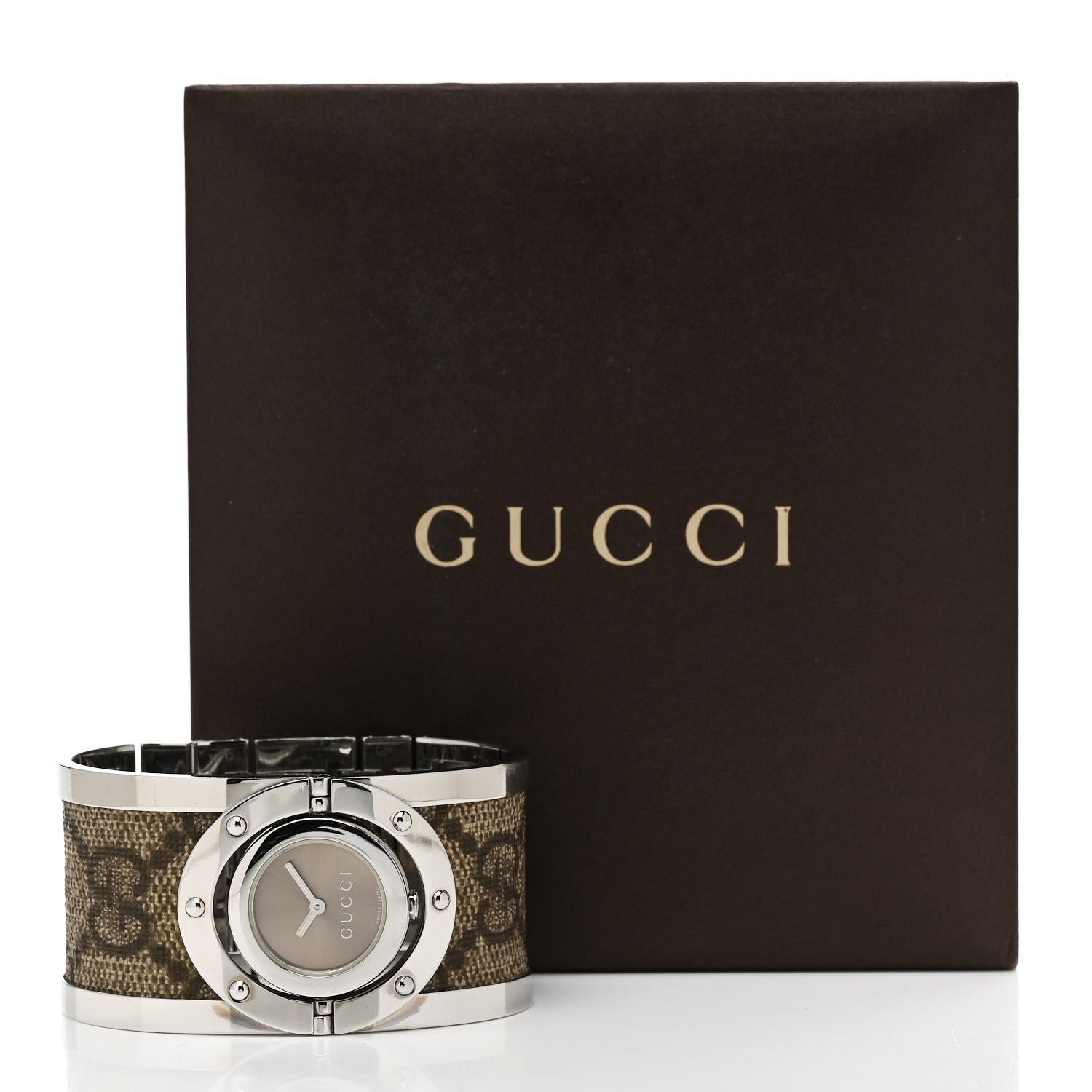 Gucci Stainless Steel Canvas 33mm Twirl Monogram Quartz Watch Brown 5 of 5