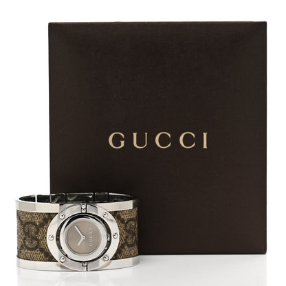 Gucci Stainless Steel Canvas 33mm Twirl Monogram Quartz Watch Brown 5 of 5