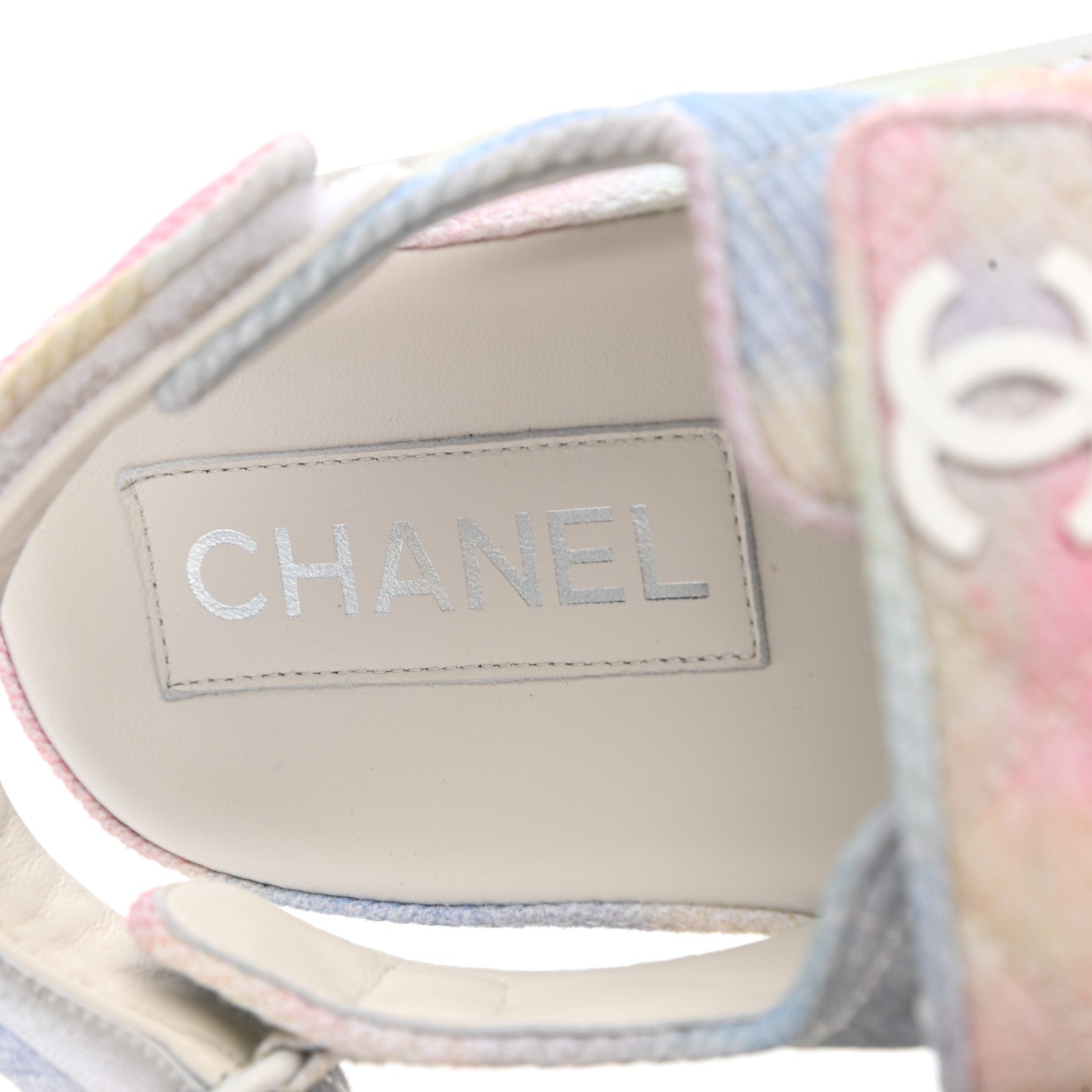 Chanel Printed Fabric Quilted Dad Sandals 42 Green Pink Blue 7 of 9