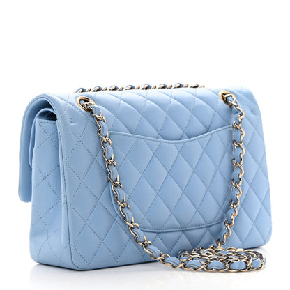 Chanel Lambskin Quilted Medium Double Flap Light Blue 3 of 14