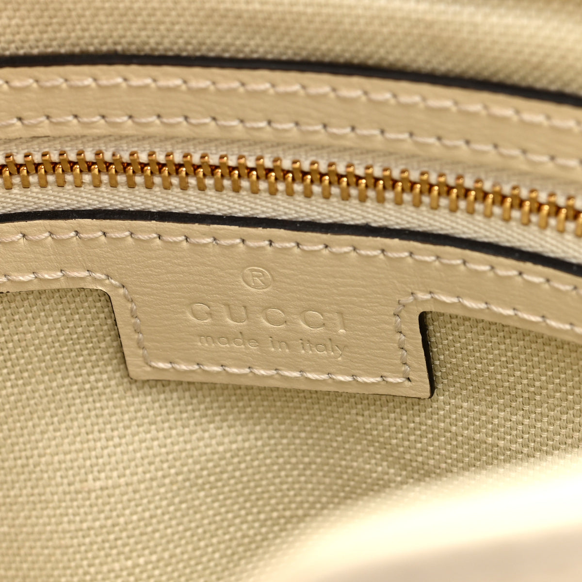 Tritone Calfskin Web Mini Ophidia Bucket Bag Ivory