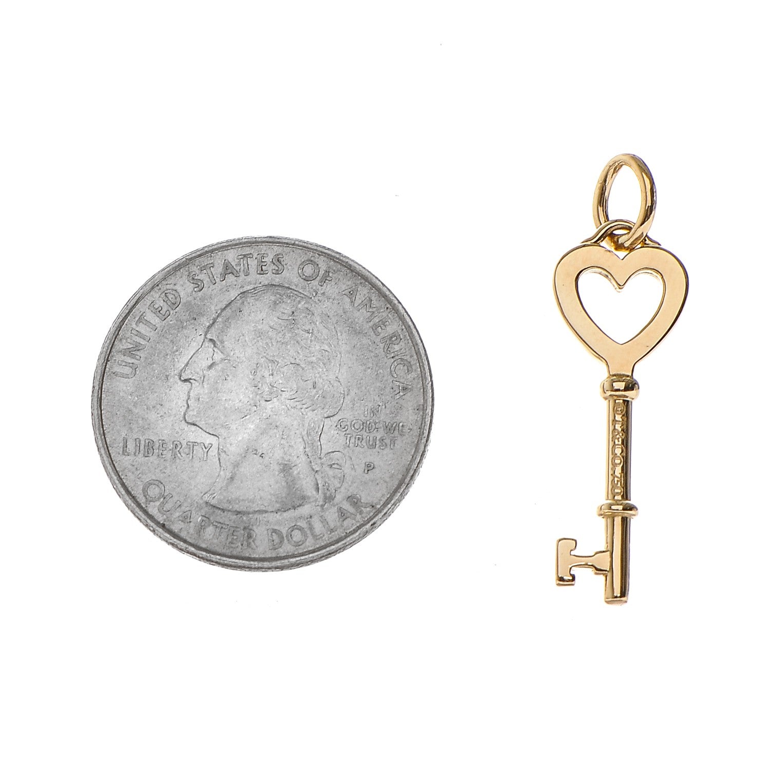 Tiffany 18K Yellow Gold Mini Heart Key Pendant 2 of 3