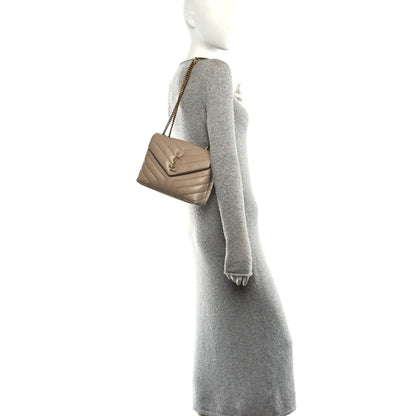 Saint Laurent Calfskin Y Quilted Monogram Small Loulou Chain Satchel Dark Beige 2 of 12