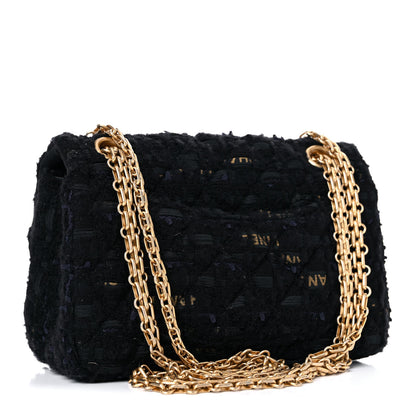 Chanel Tweed Quilted Mini 2.55 Reissue Flap Black Gold Navy 3 of 11