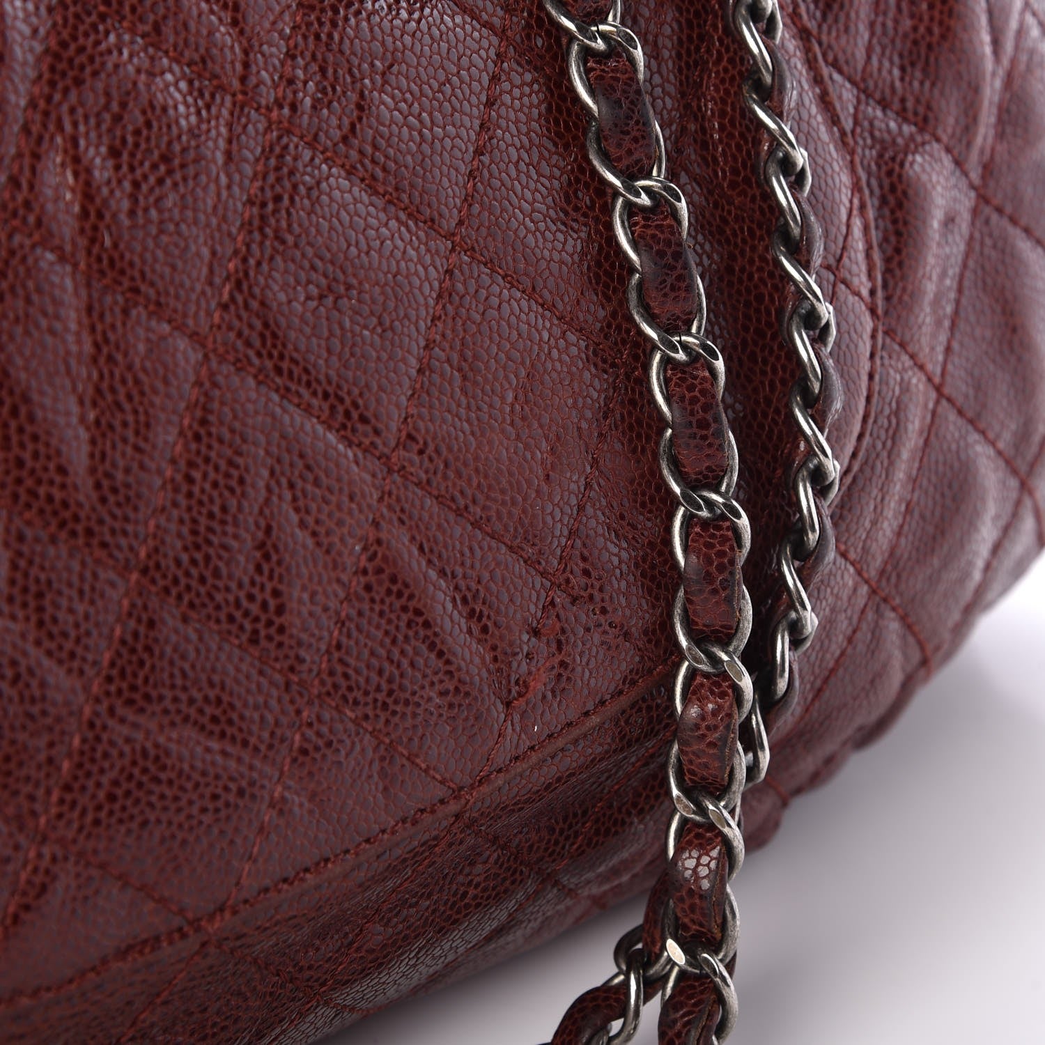 Chanel Grained Calfskin Quilted Maxi Elastic Flap Burgundy 14 of 14
