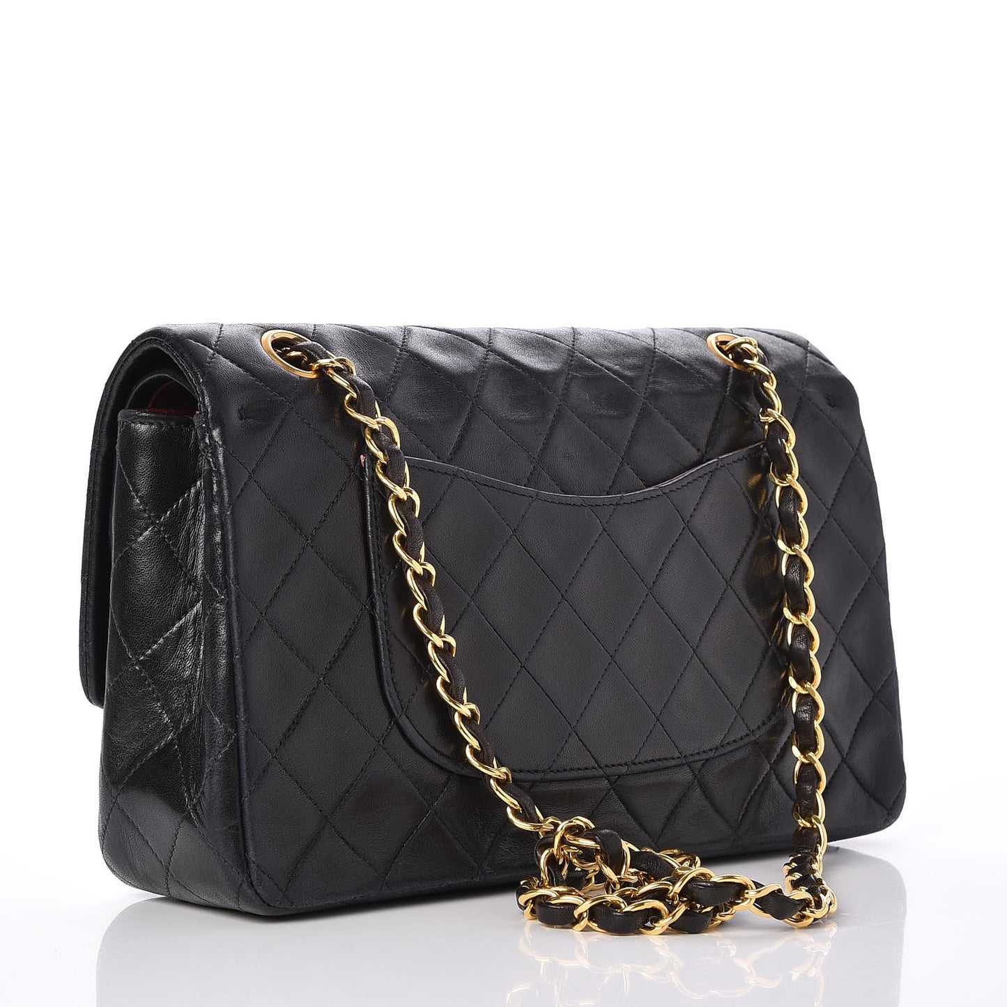 Lambskin Quilted Medium Double Flap Black