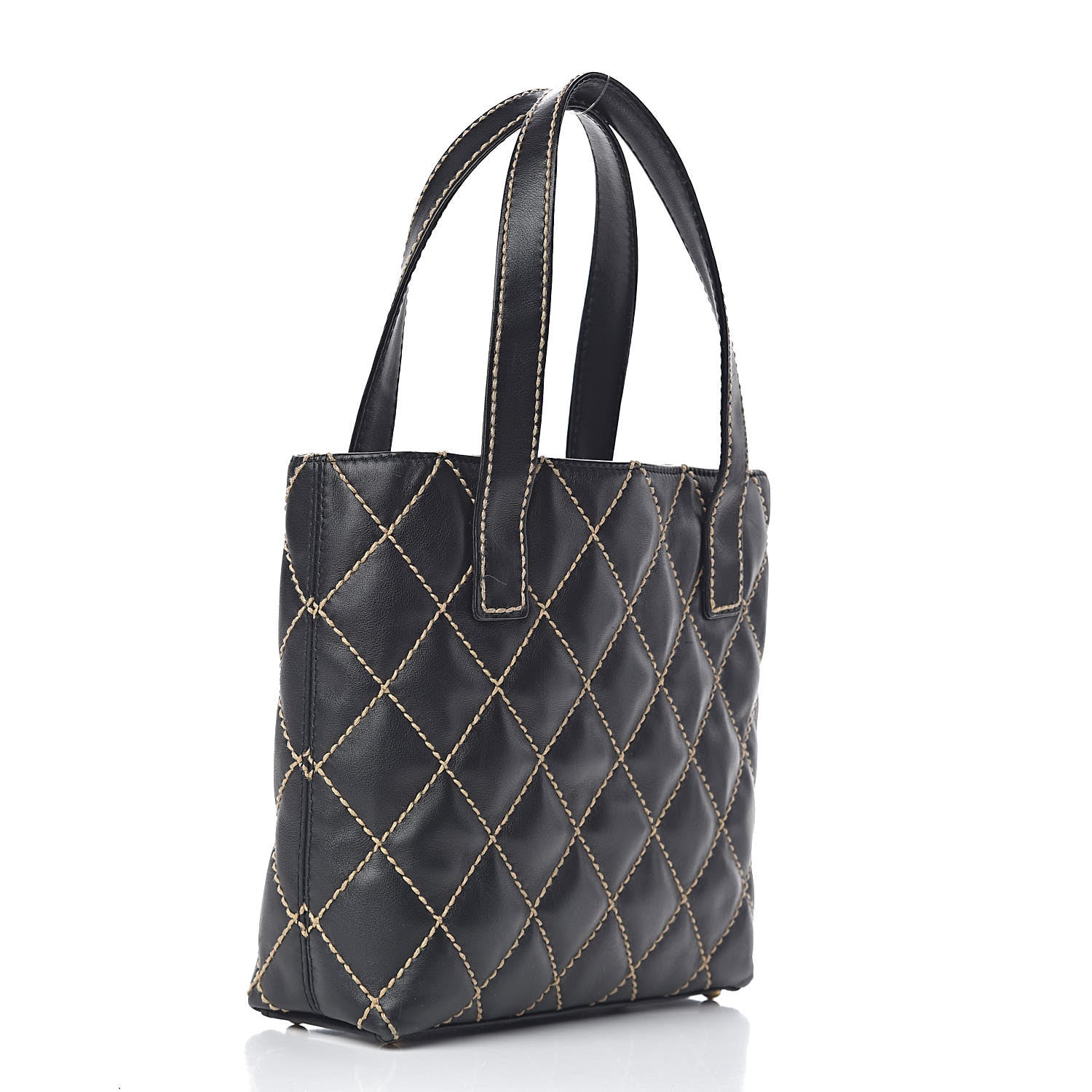 Chanel Calfskin Contrast Stitch Surpique Tote Black 3 of 12