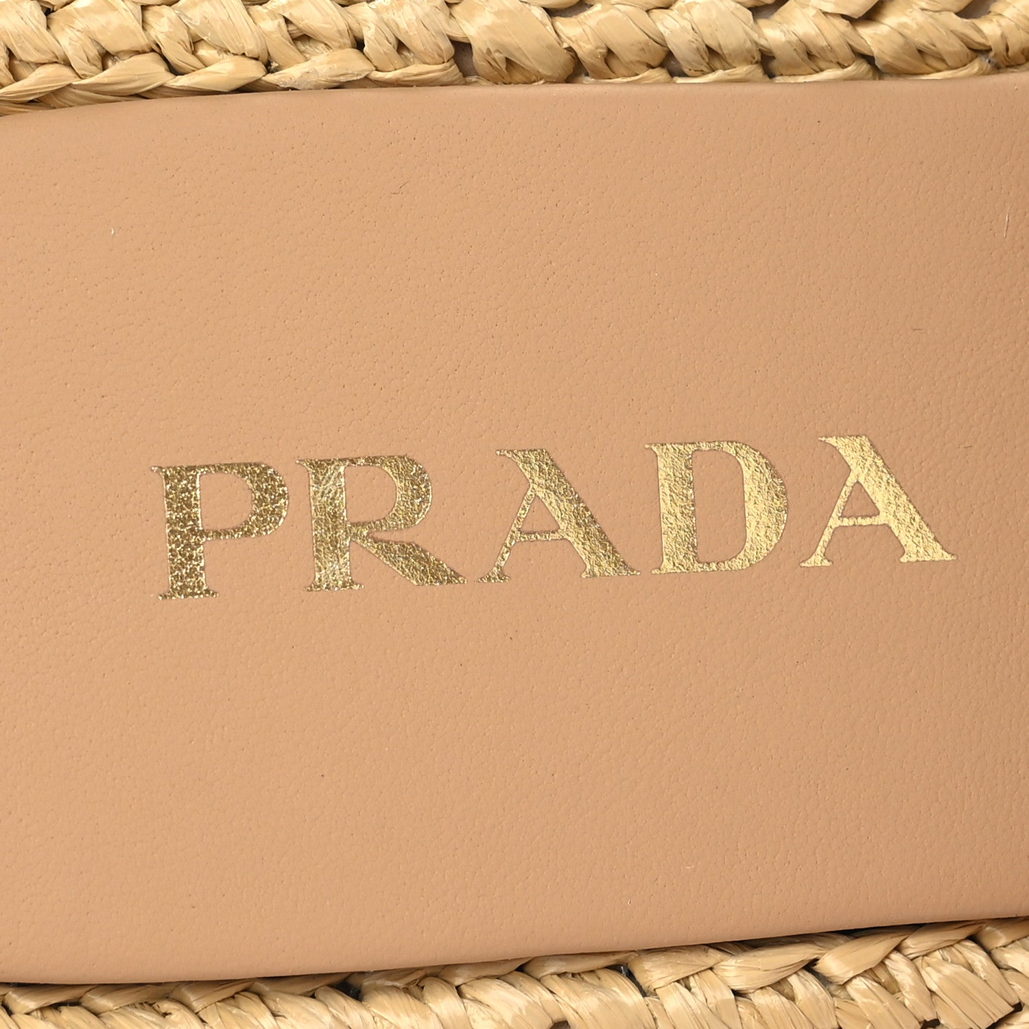 Prada Raffia Metal Triangle Logo Woven Flatform 35mm Slide Sandals 37 Naturale 8 of 10