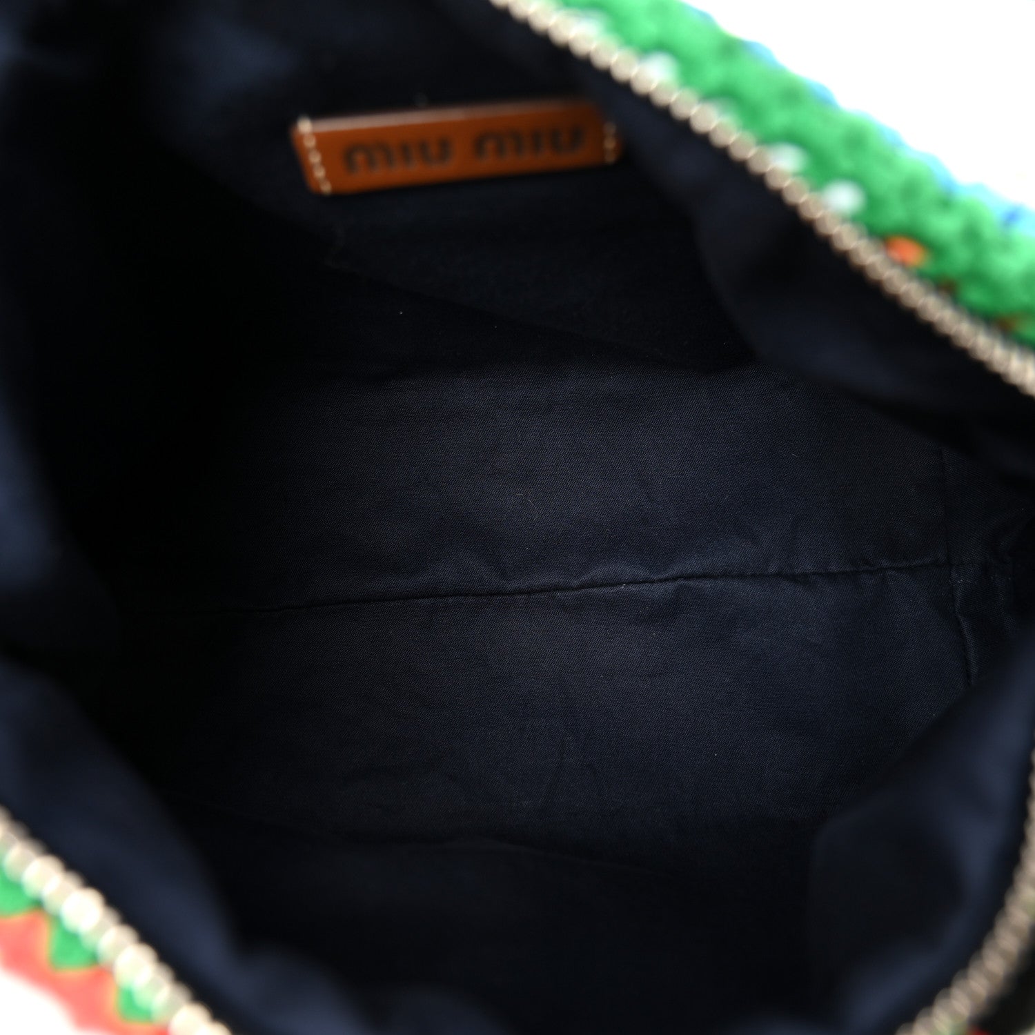 MIU MIU グリーン クラッチバッグ Miu Miu Fabric Crochet Pouch Multicolor 1842593 – FASHIONPHILE