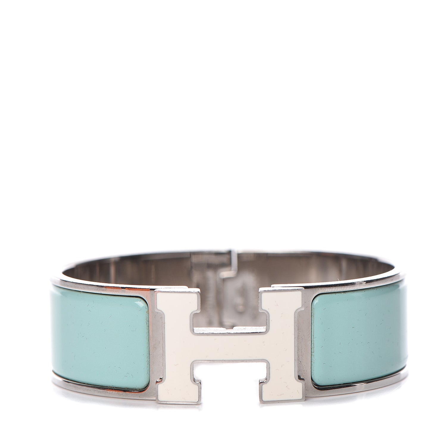 Enamel Wide Clic Clac H Bracelet GM Lagon White