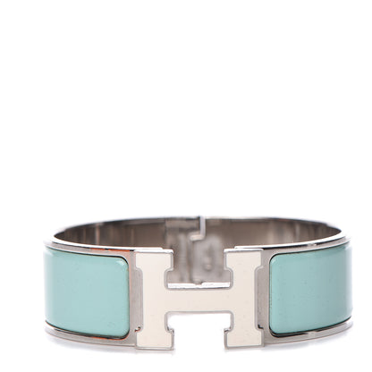 Hermes Enamel Wide Clic Clac H Bracelet GM Lagon White 1 of 5