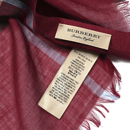 Burberry Wool Silk Gauze Giant Check Lightweight Scarf Damson Pink 3 of 3