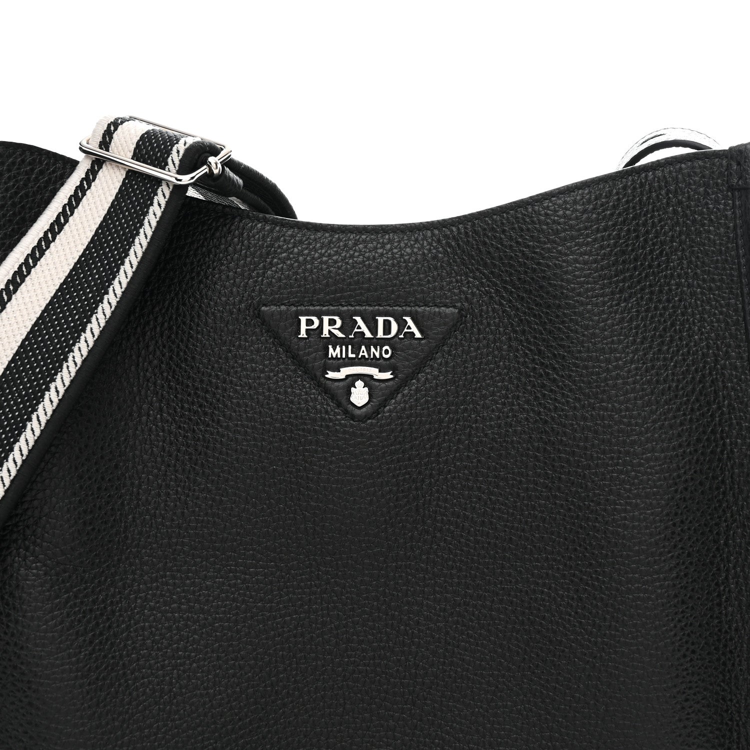 Prada Vitello Daino Soft Hobo Messenger Bag Black 8 of 10